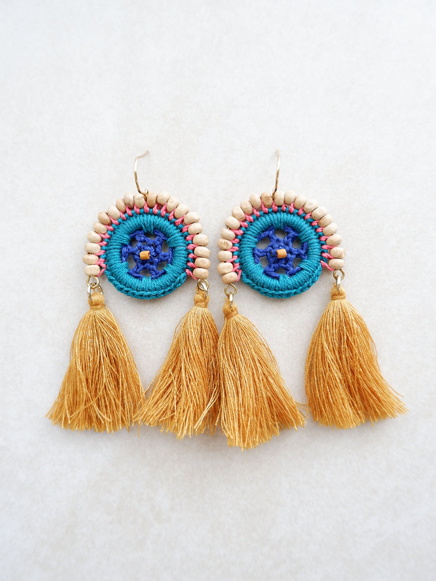Demi Beaded Crochet and Tassel Earrings