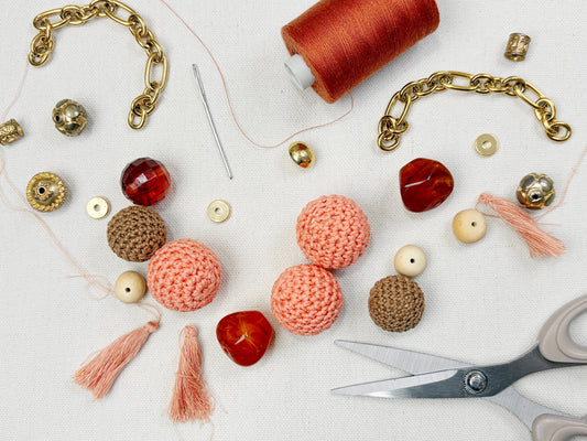 Beaded and Betasseled crochet jewelry by Nyuki — featuring beaded necklaces, tassel earrings, and colorful crochet bead designs