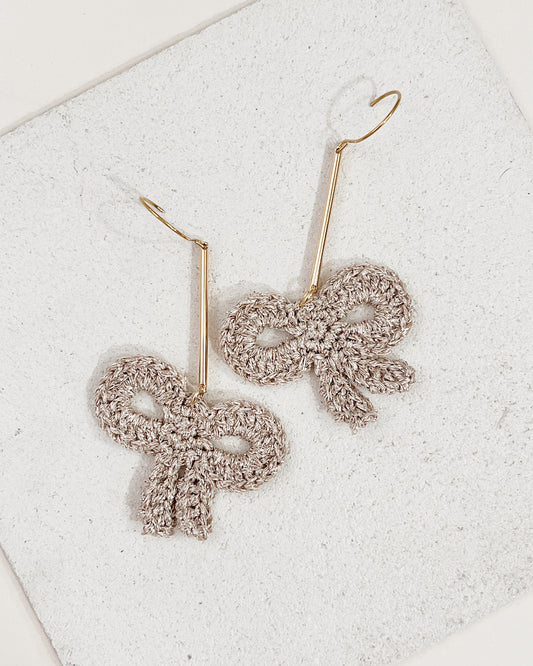 Holiday Bow Earrings- champagne gold