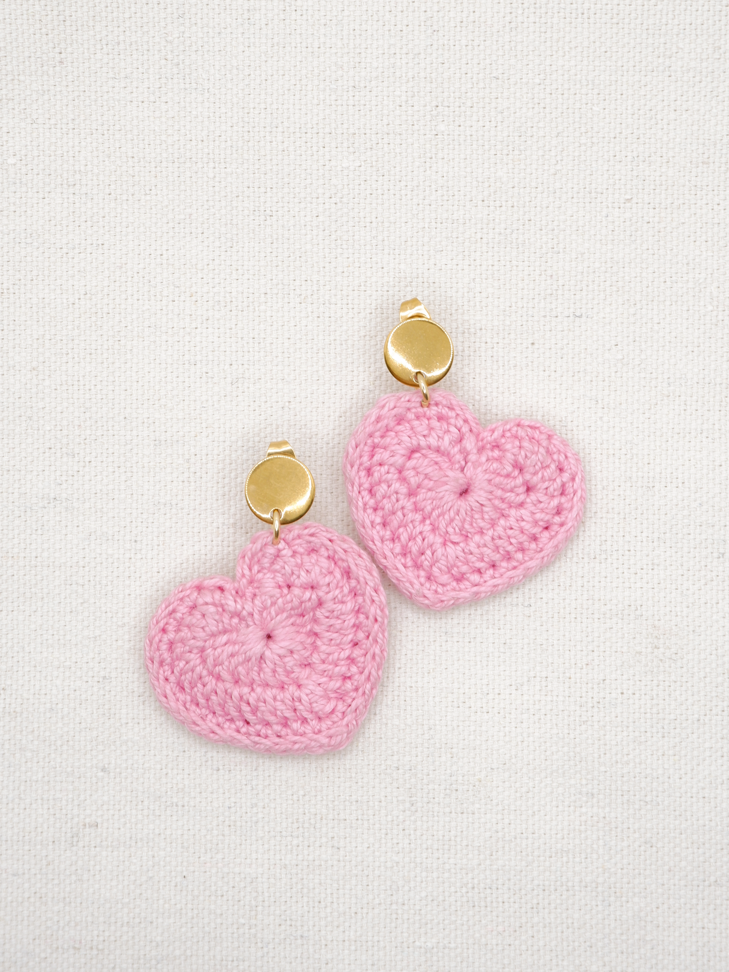 Twin Hearts dangling crochet earrings
