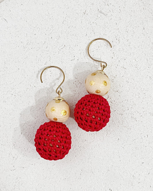 Babs dangling bead earrings- red holiday