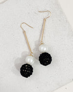 Load image into Gallery viewer, Holiday Ball Drop Earrings- glittery black
