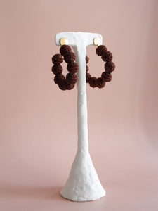 Aia crochet bonbon hoop earrings- Cocoa