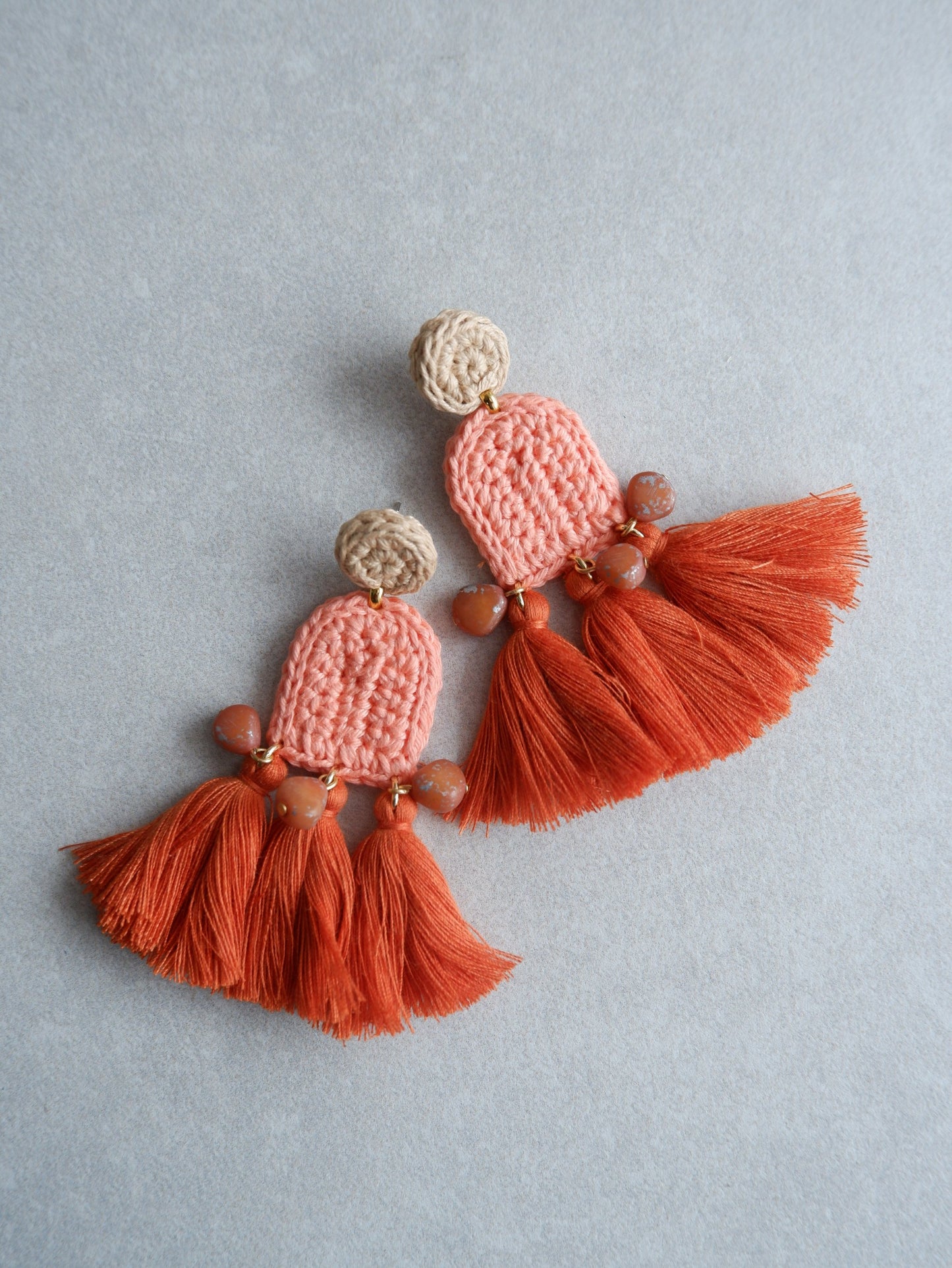 Amelia crochet and tassel statement earrings- Peachy Vibes