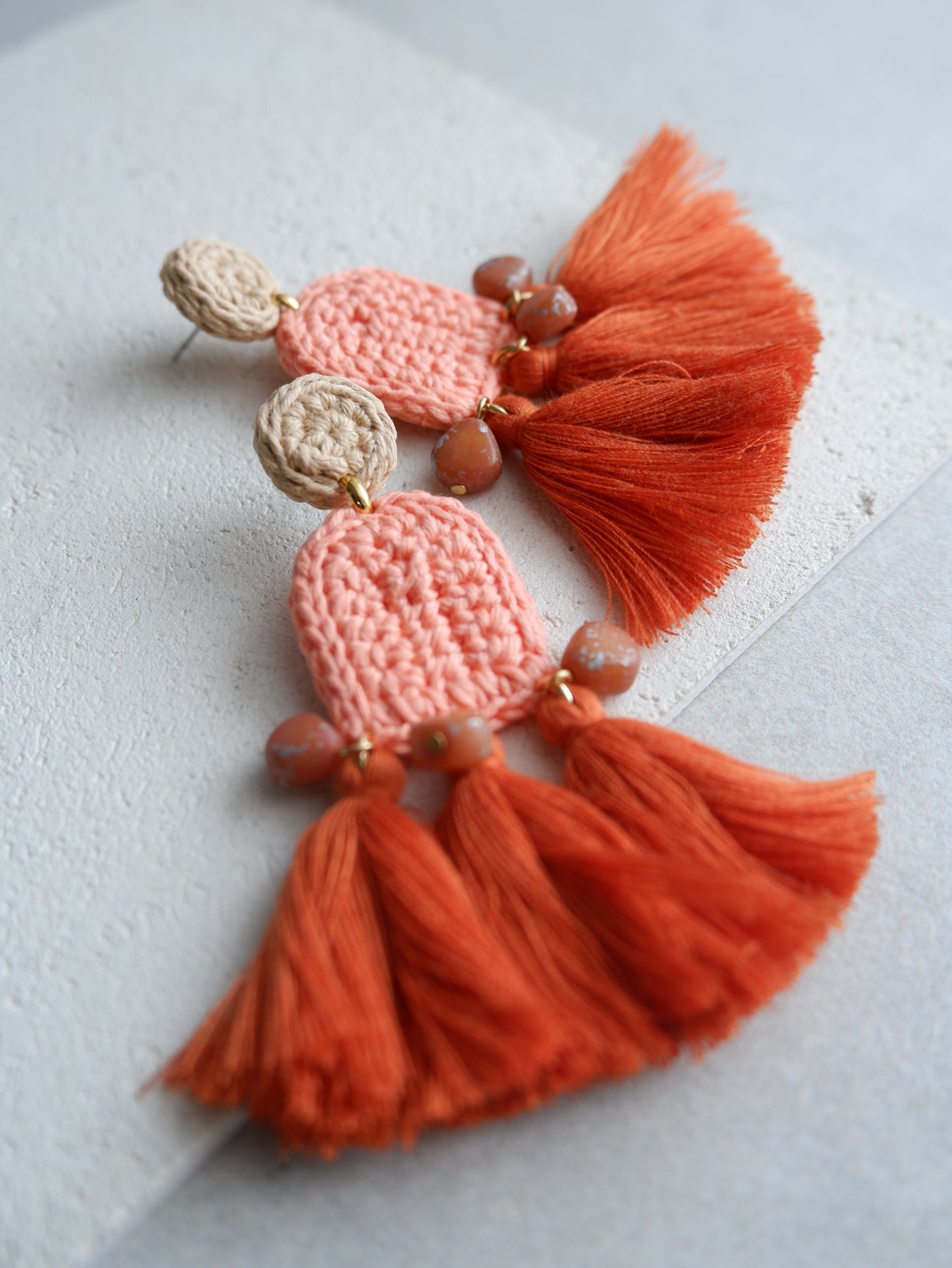 Amelia crochet and tassel statement earrings- Peachy Vibes