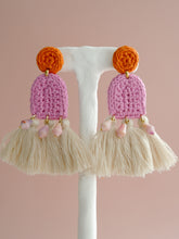 Load image into Gallery viewer, Amelia crochet and tassel statement earrings- Desert Rose
