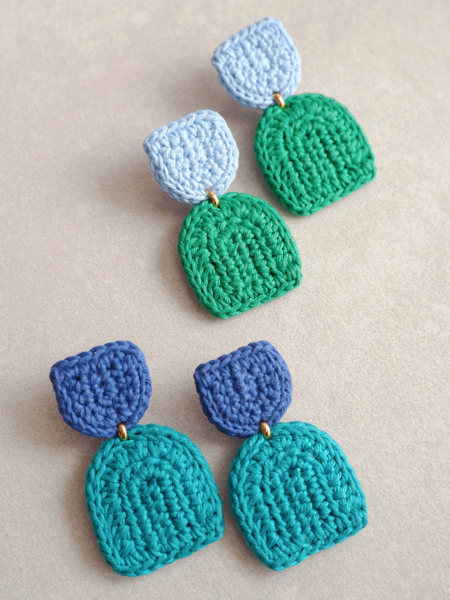 Addie colorblock crochet Mod earrings- Cool Tones