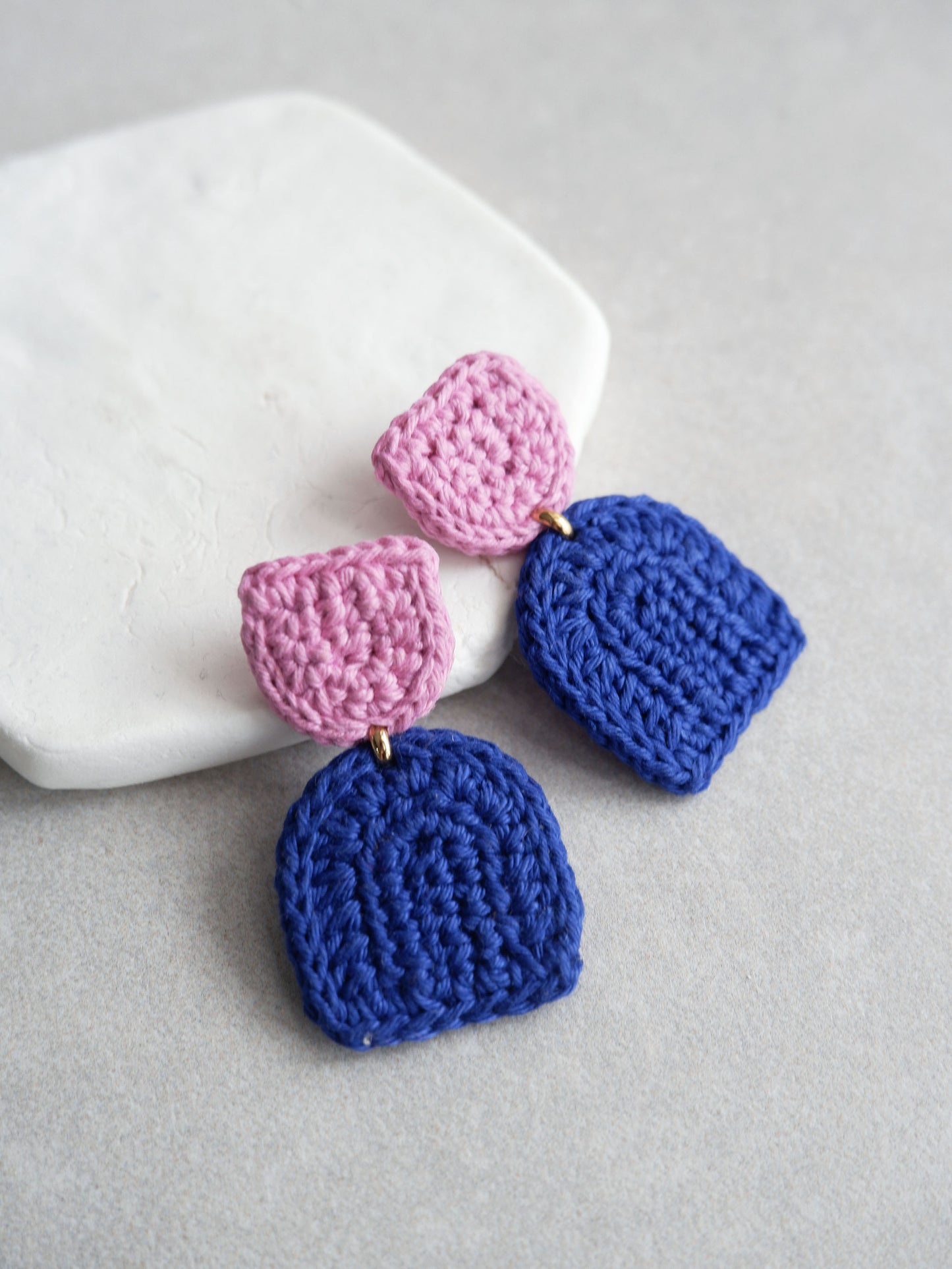 Addie colorblock crochet Mod earrings- Cool Tones