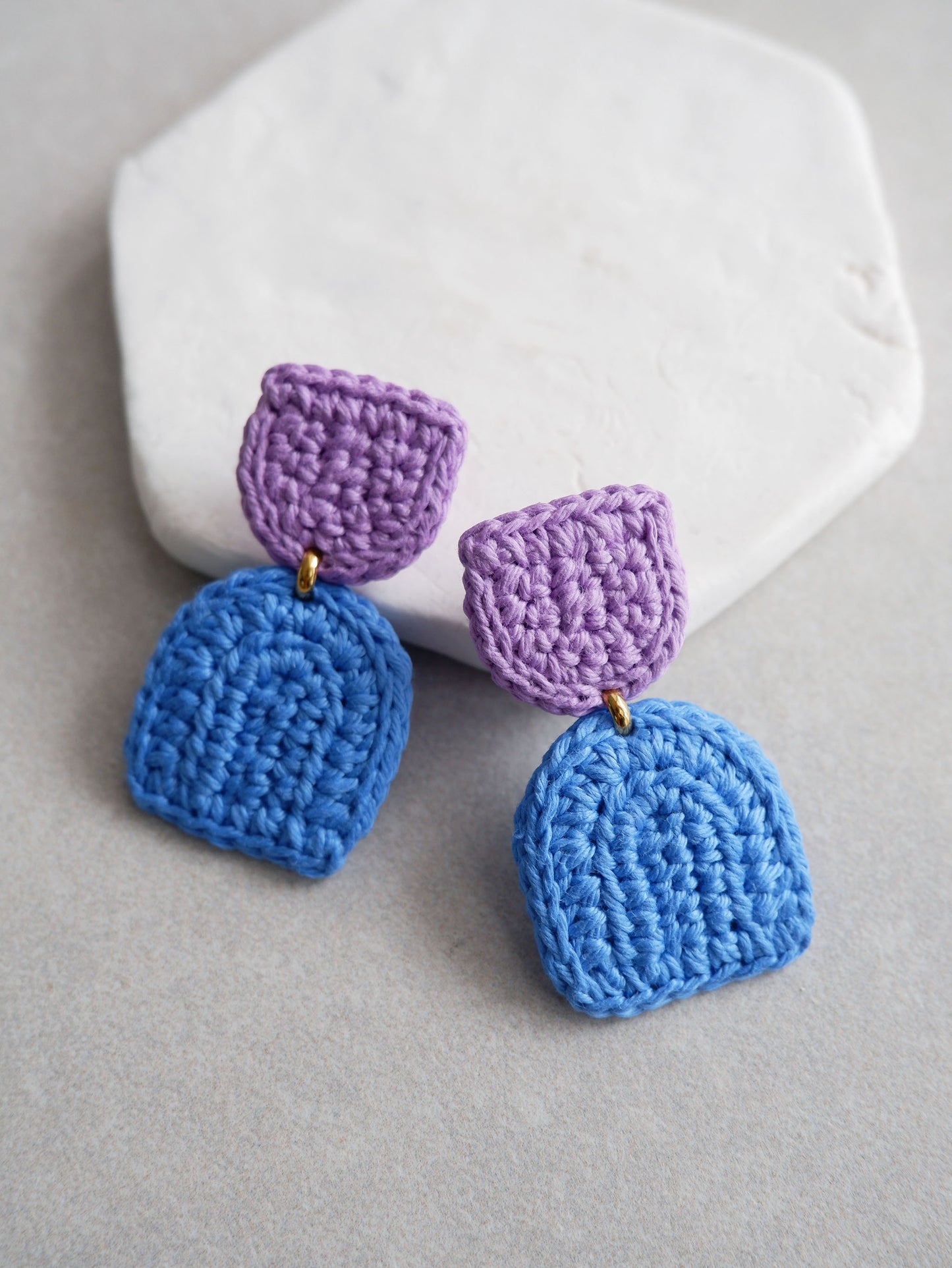 Addie colorblock crochet Mod earrings- Cool Tones