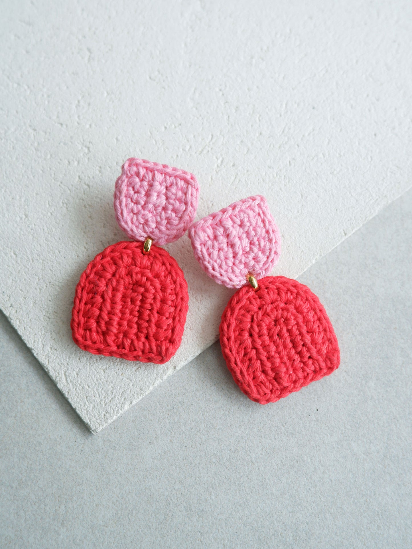 Addie colorblock crochet Mod earrings- Warm Tones