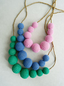 Malena crochet bead necklace- Cool Tones