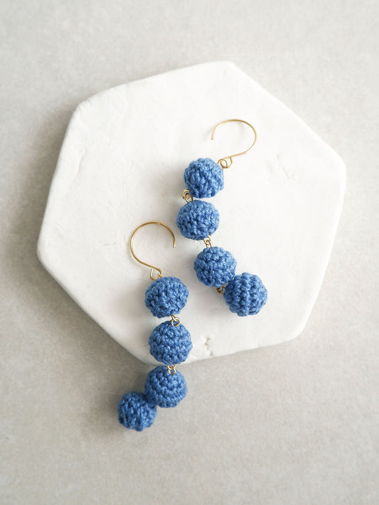 Ari crochet bonbon drop earrings- Sapphire Blue