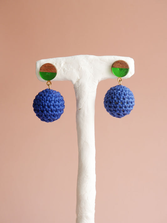 Hana crochet bead earrings- Blue