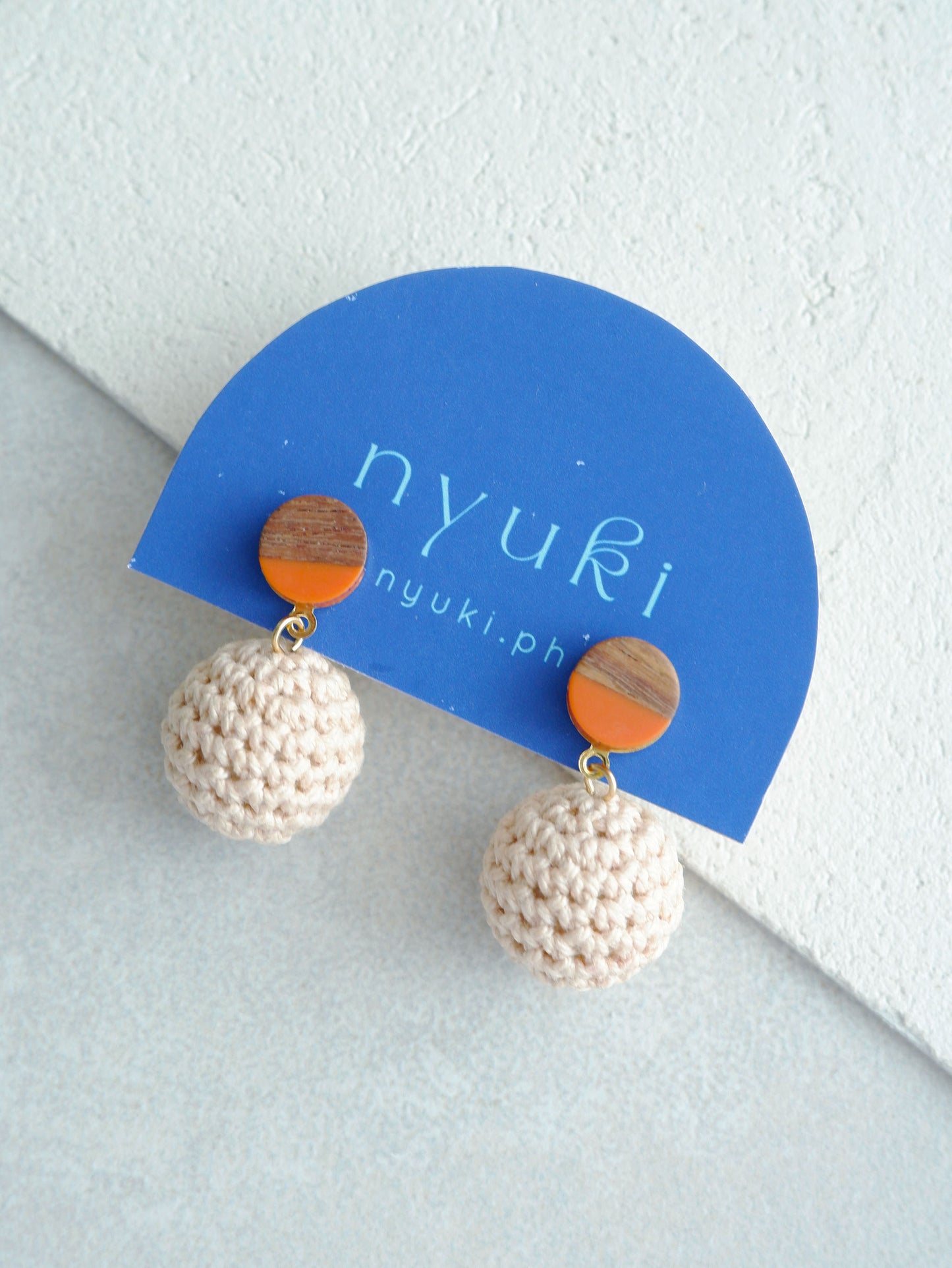 Hana crochet bead earrings- Tan/Beige