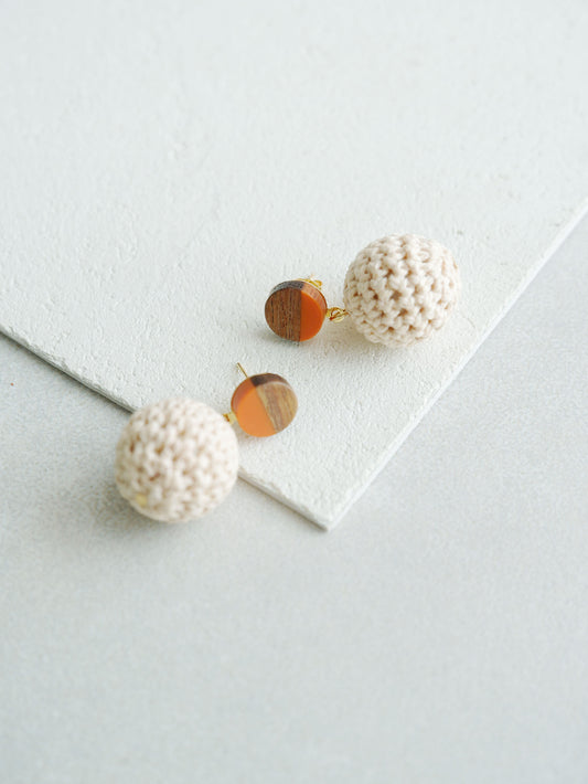 Hana crochet bead earrings- Tan/Beige