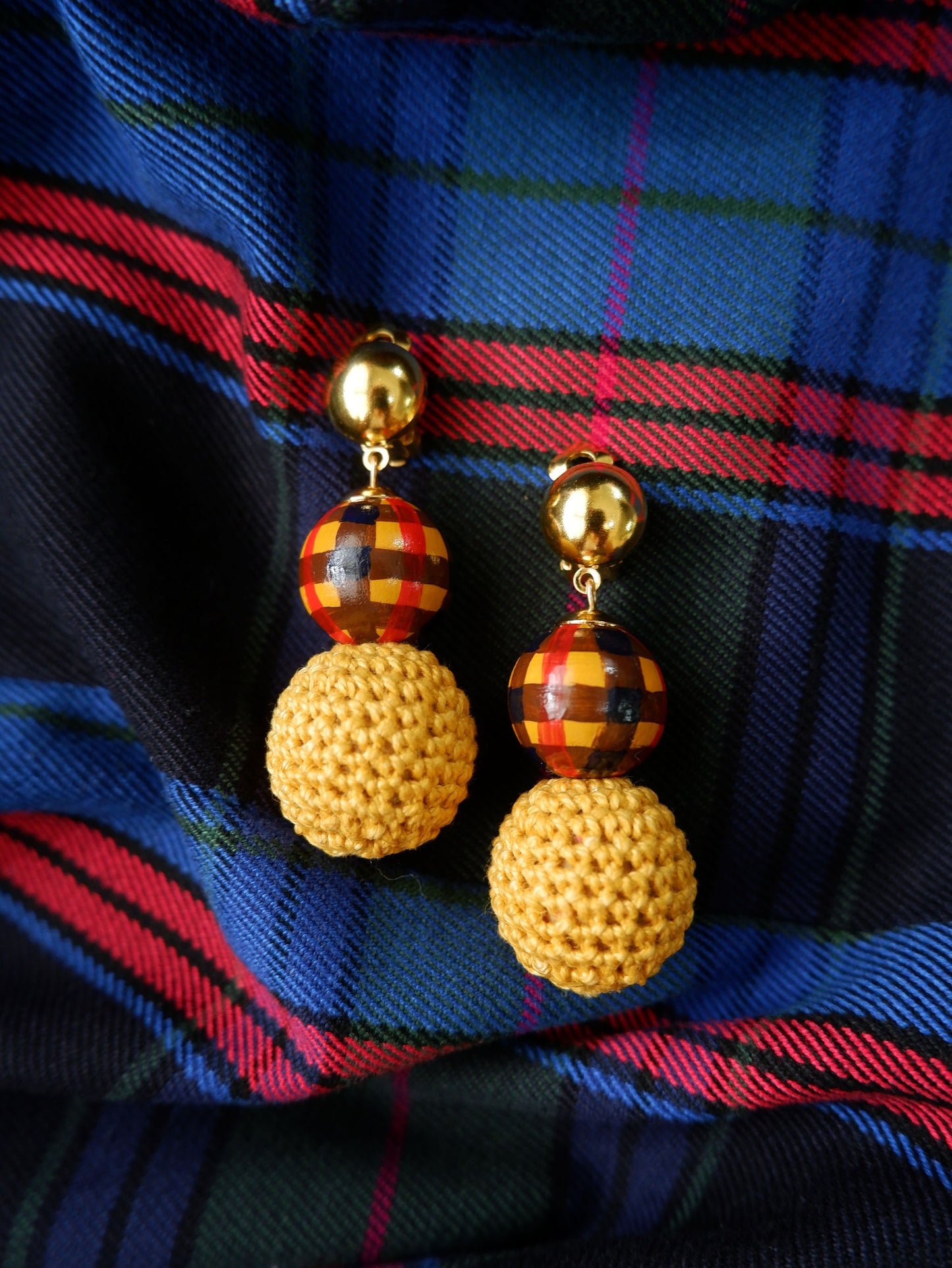 Holiday Baubles clip-on bead earrings- Yellow