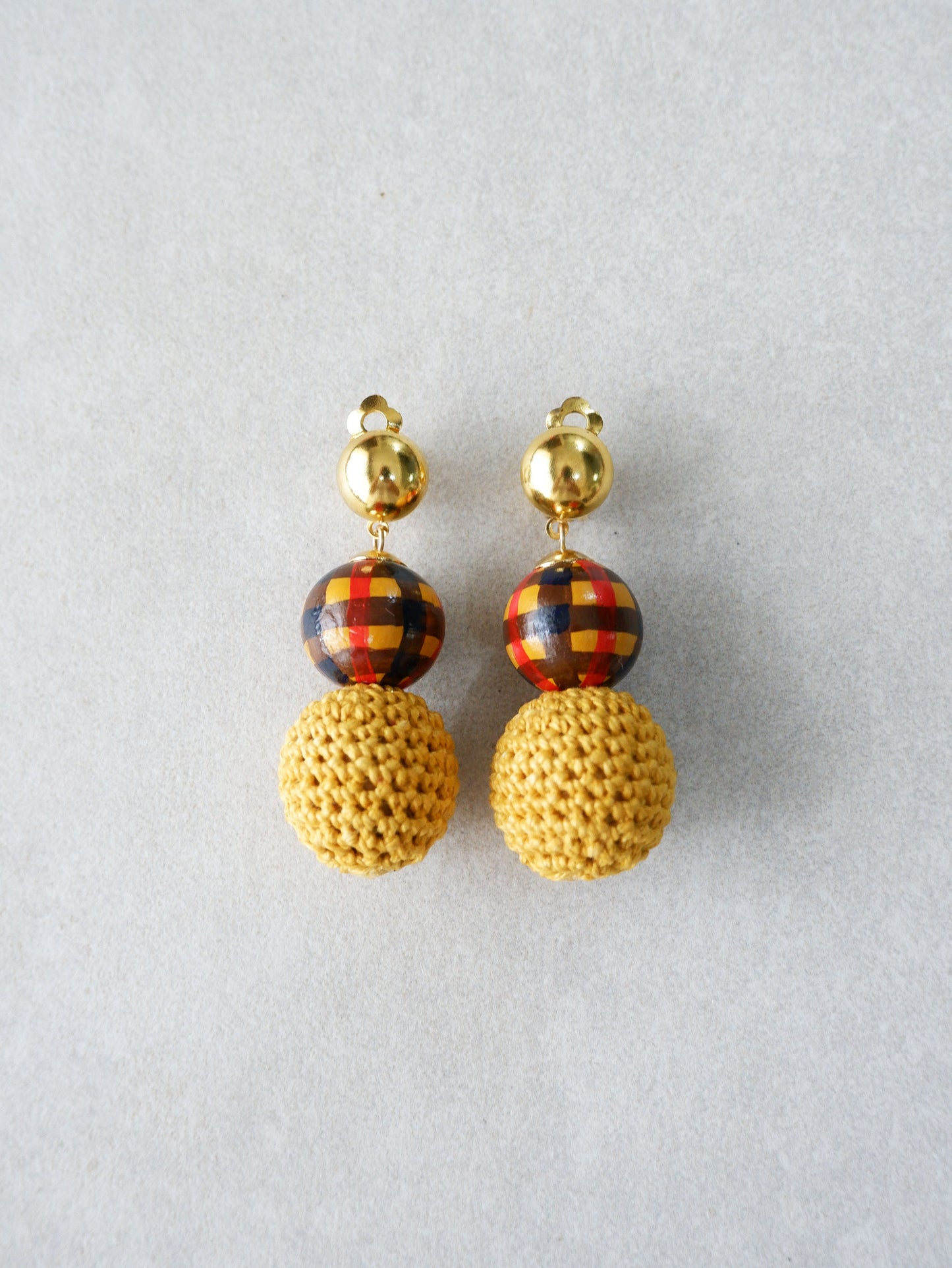 Holiday Baubles clip-on bead earrings- Yellow