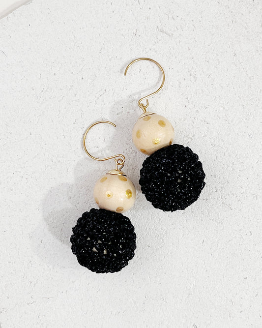 Babs dangling bead earrings- glittery black