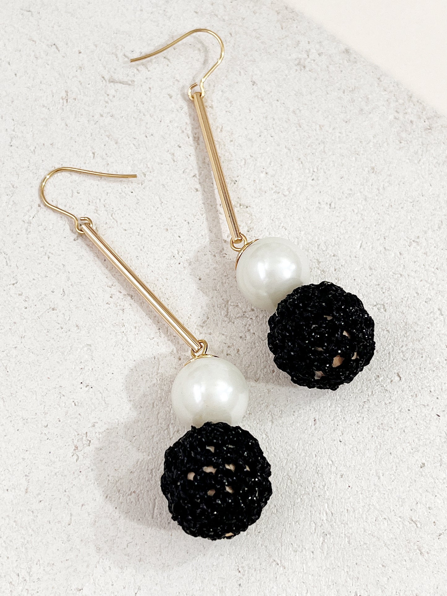Holiday Ball Drop Earrings- glittery black