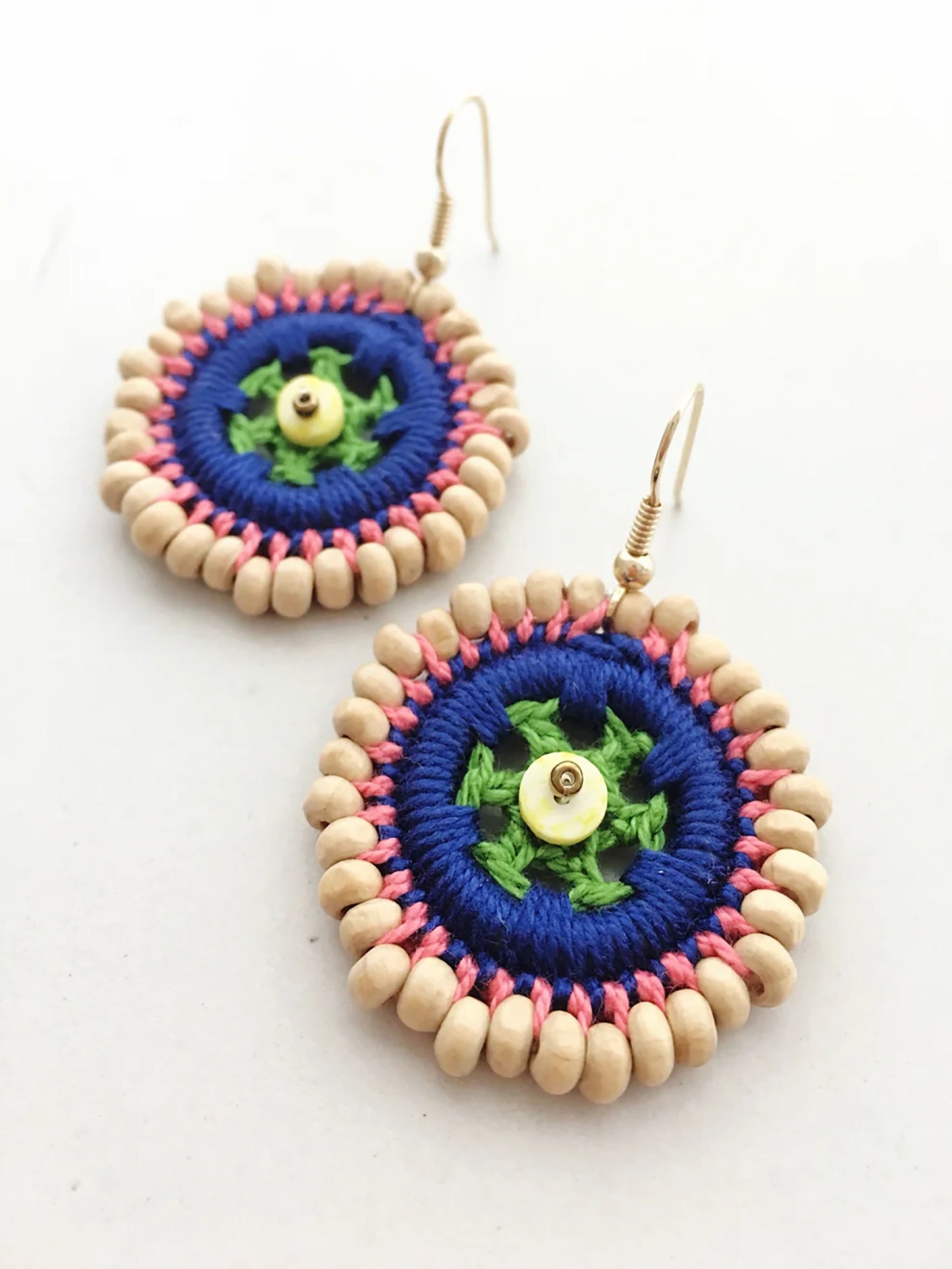 Enna beaded crochet disc earrings