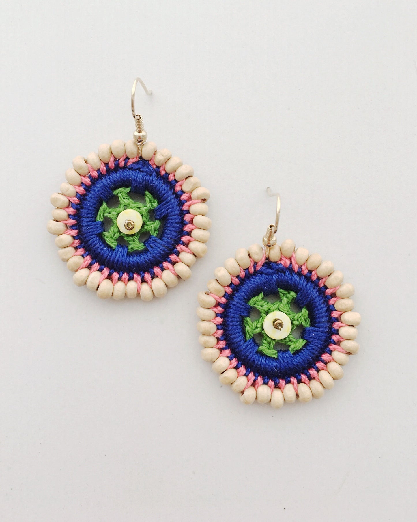 Enna beaded crochet disc earrings